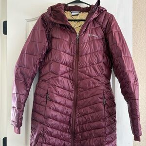 Columbia Women's Maroon Long Puffer Coat